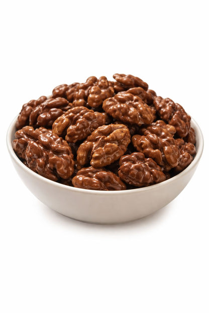 Nueces bañadas en chocolate 500 Gramos.